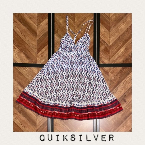 QUIKSILVER COAST DRESS FLOWY V NECK SUMMER DRESS - Picture 3 of 8